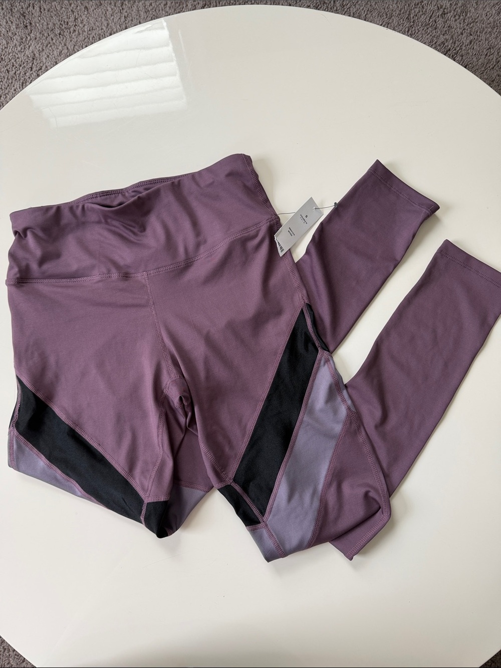 BCBGMaxAzria Girls Mauve Purple Colorblock Performance Leggings